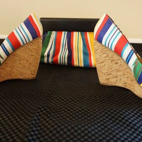 Nine West - Rainbow Stripe Wedge Heel w/ Purse - Picture 2 of 7
